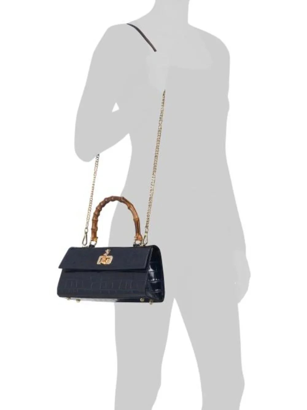 PRATESI Made In Italy Patent Leather East West Crocodile Satchel